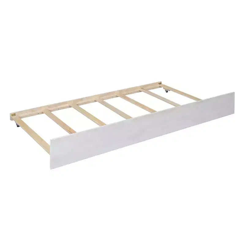 Full Size Canopy Bed Frame with Trundle and 2 Storage Drawers, Wood Full Platform Bed with Headboard, White