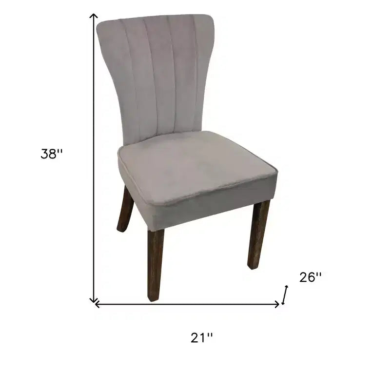 HomeRoots Set of Two Gray And Brown Upholstered Velvet Dining Parsons Chairs