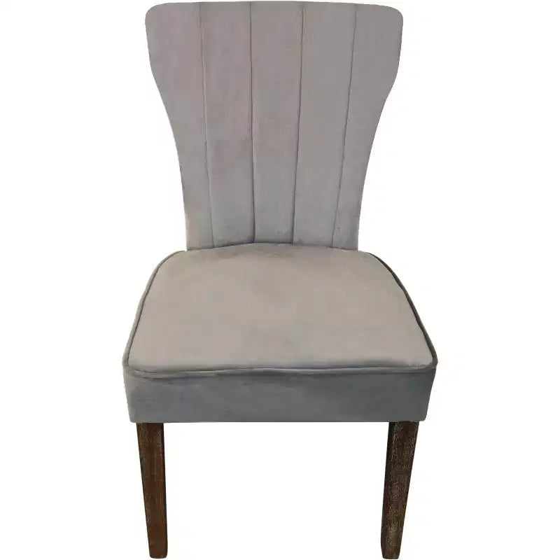 HomeRoots Set of Two Gray And Brown Upholstered Velvet Dining Parsons Chairs
