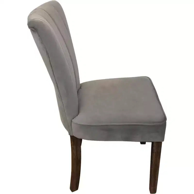 HomeRoots Set of Two Gray And Brown Upholstered Velvet Dining Parsons Chairs