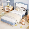 GustoWave Upholstered Bed Frame for Children with Scalloped Headboard, Comfy Velvet Single Bed, No Slatted Base Needed