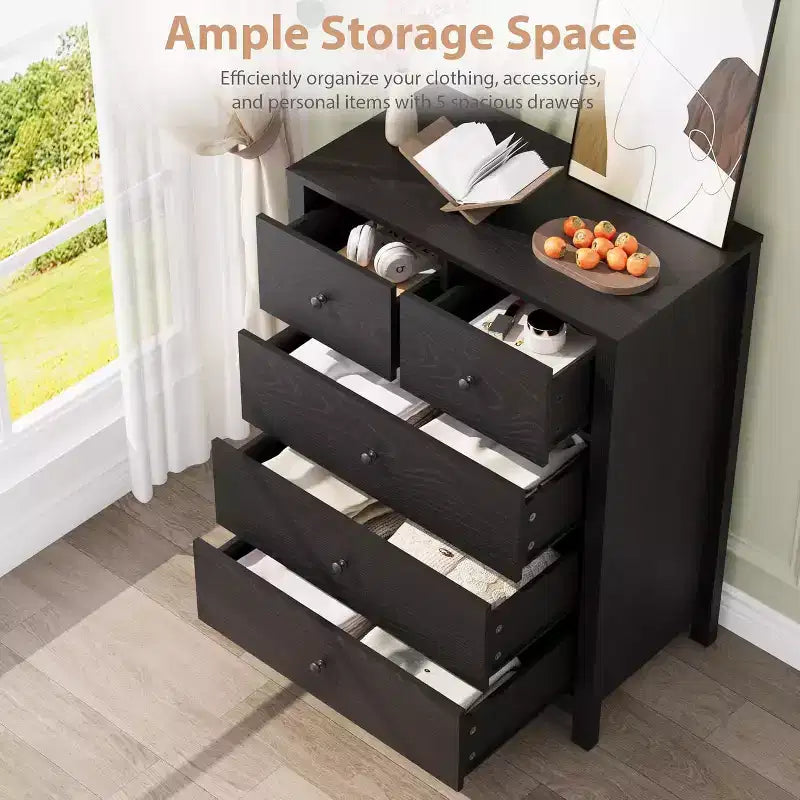 Acekool 5 Drawer Dresser, Modern Tall Chest with Storage Drawers, Organizer Cabinet for Bedroom, Living Room
