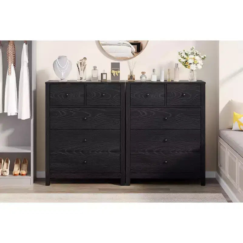 Acekool 5 Drawer Dresser, Modern Tall Chest with Storage Drawers, Organizer Cabinet for Bedroom, Living Room