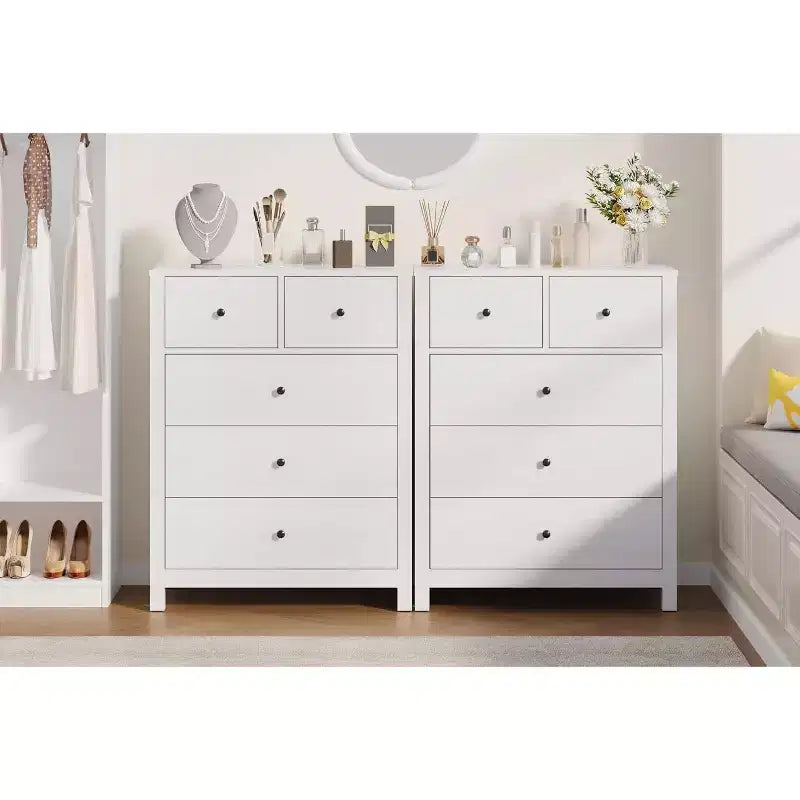 Acekool 5 Drawer Dresser, Modern Tall Chest with Storage Drawers, Organizer Cabinet for Bedroom, Living Room