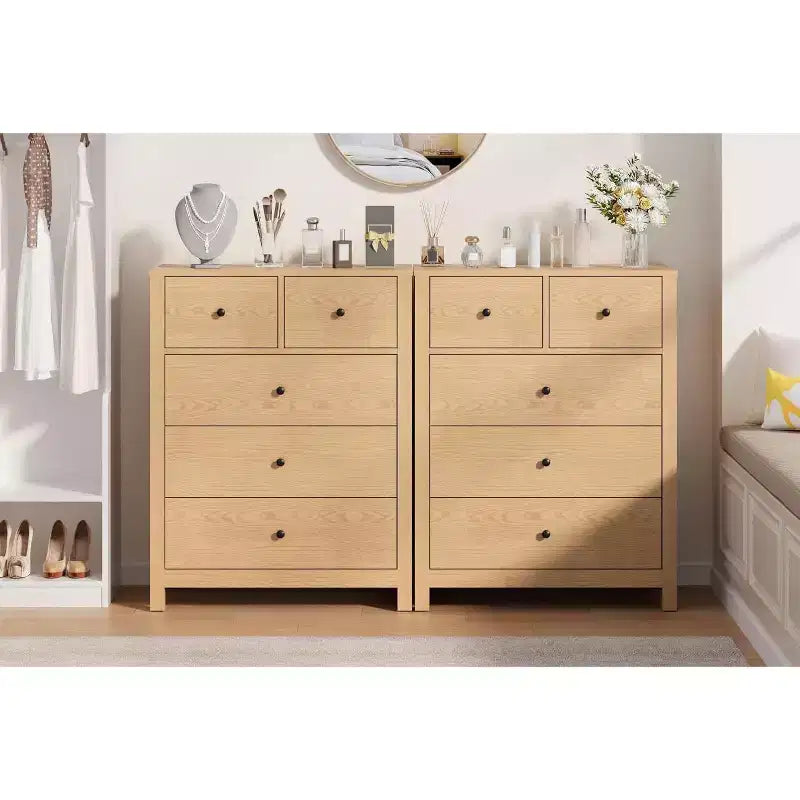 Acekool 5 Drawer Dresser, Modern Tall Chest with Storage Drawers, Organizer Cabinet for Bedroom, Living Room
