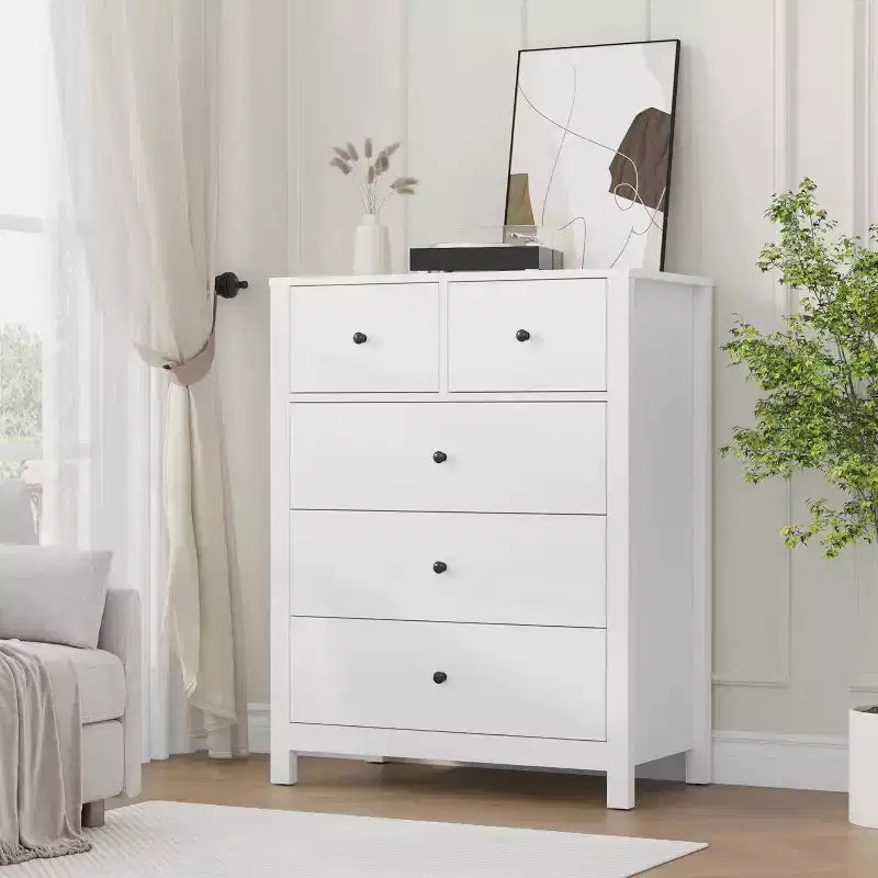 Acekool 5 Drawer Dresser, Modern Tall Chest with Storage Drawers, Organizer Cabinet for Bedroom, Living Room