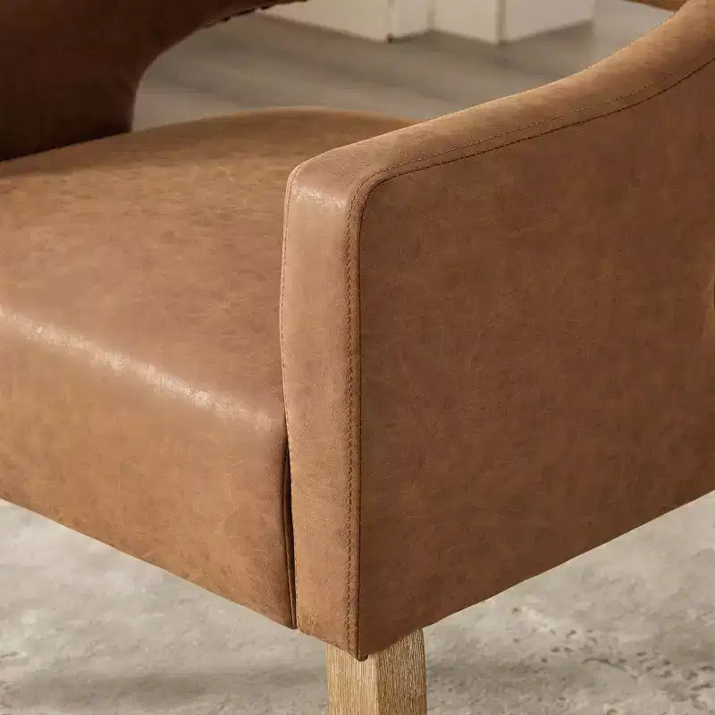Homy Casa Modern Accent Chair with Curved Back, PU Leather Upholstery & Wood Legs