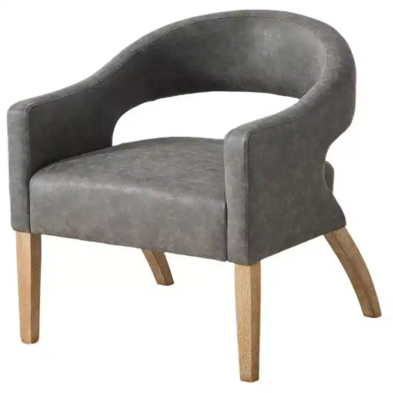 Homy Casa Modern Accent Chair with Curved Back, PU Leather Upholstery & Wood Legs