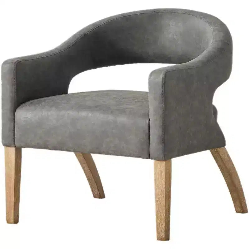 Homy Casa Modern Accent Chair with Curved Back, PU Leather Upholstery & Wood Legs