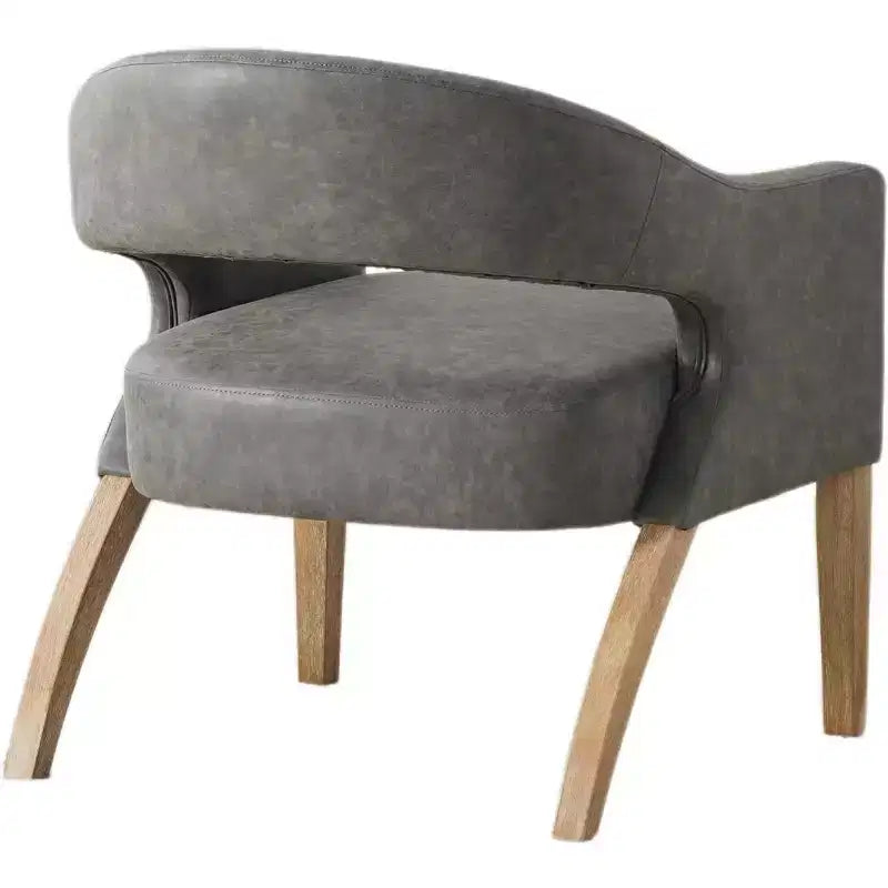 Homy Casa Modern Accent Chair with Curved Back, PU Leather Upholstery & Wood Legs