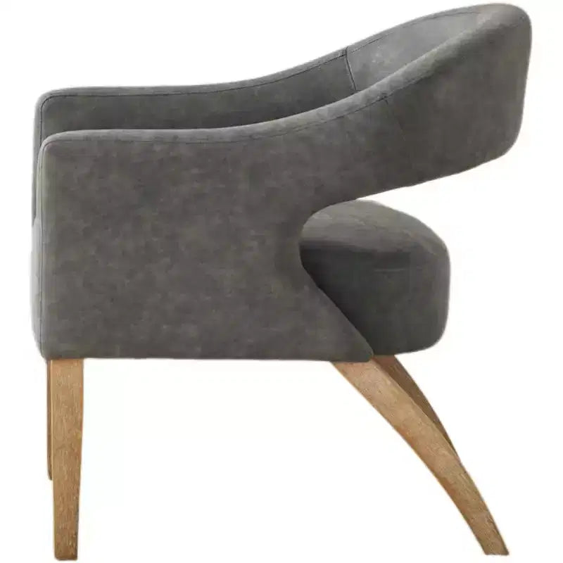 Homy Casa Modern Accent Chair with Curved Back, PU Leather Upholstery & Wood Legs