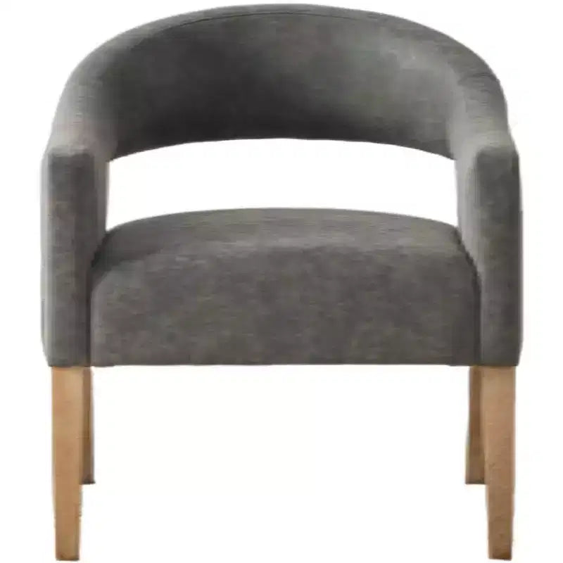 Homy Casa Modern Accent Chair with Curved Back, PU Leather Upholstery & Wood Legs