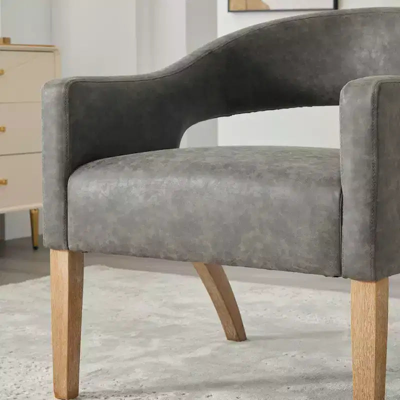 Homy Casa Modern Accent Chair with Curved Back, PU Leather Upholstery & Wood Legs