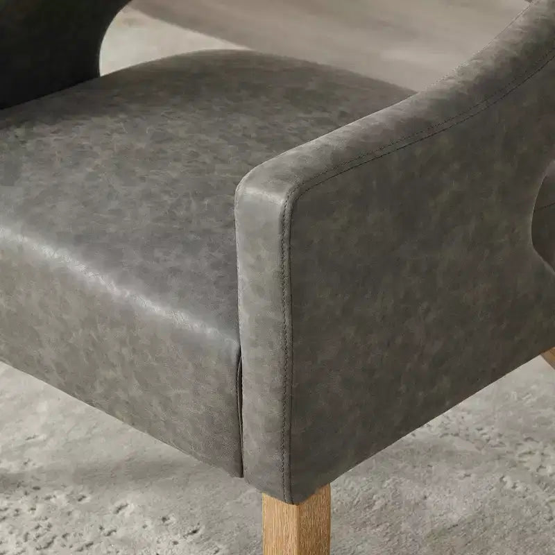 Homy Casa Modern Accent Chair with Curved Back, PU Leather Upholstery & Wood Legs