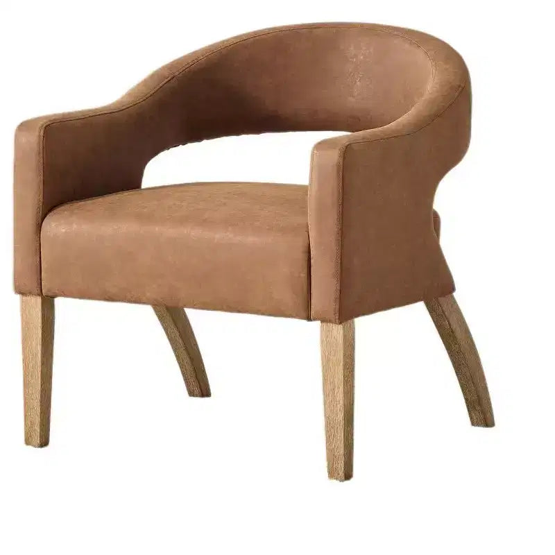 Homy Casa Modern Accent Chair with Curved Back, PU Leather Upholstery & Wood Legs