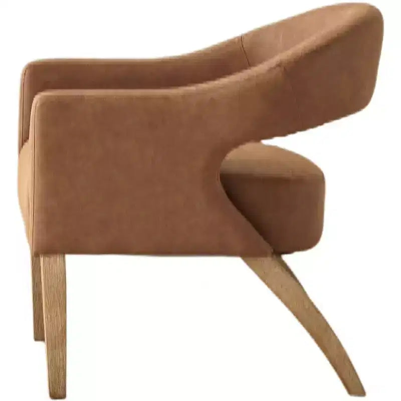 Homy Casa Modern Accent Chair with Curved Back, PU Leather Upholstery & Wood Legs