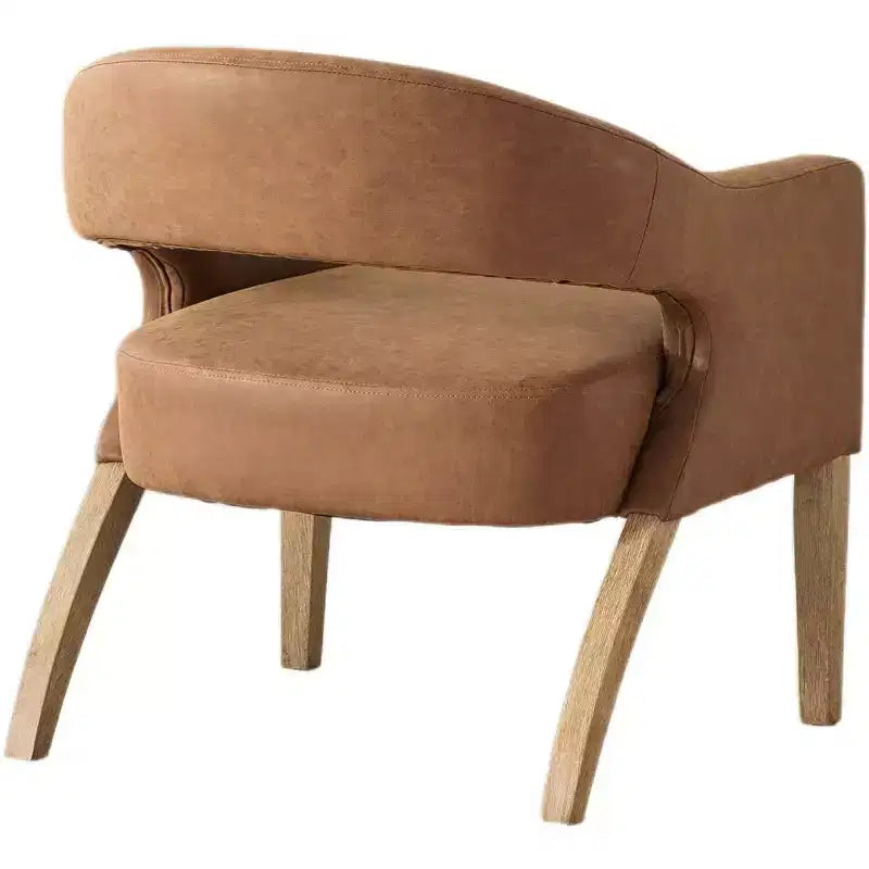 Homy Casa Modern Accent Chair with Curved Back, PU Leather Upholstery & Wood Legs