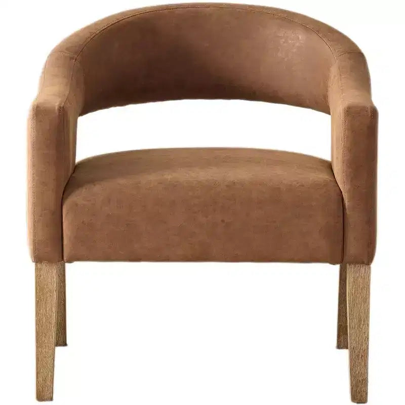 Homy Casa Modern Accent Chair with Curved Back, PU Leather Upholstery & Wood Legs