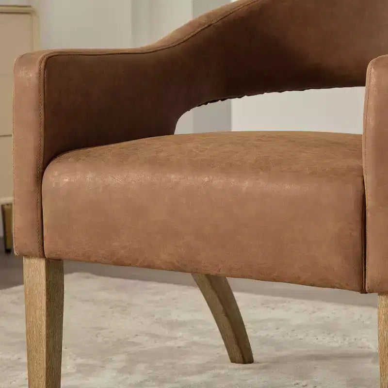 Homy Casa Modern Accent Chair with Curved Back, PU Leather Upholstery & Wood Legs