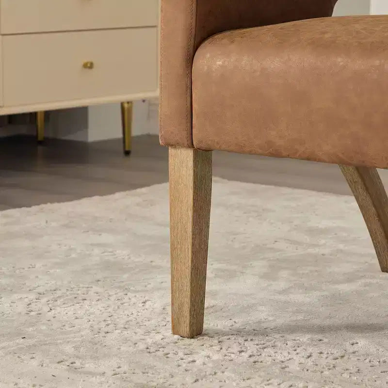 Homy Casa Modern Accent Chair with Curved Back, PU Leather Upholstery & Wood Legs