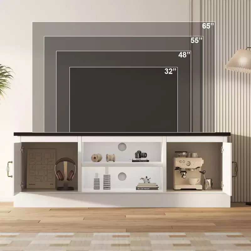 Rustic Farmhouse TV Stand for 65-Inch TVs, Entertainment Center with Storage Cabinets, Modern Media Console Table for Living Room or Office