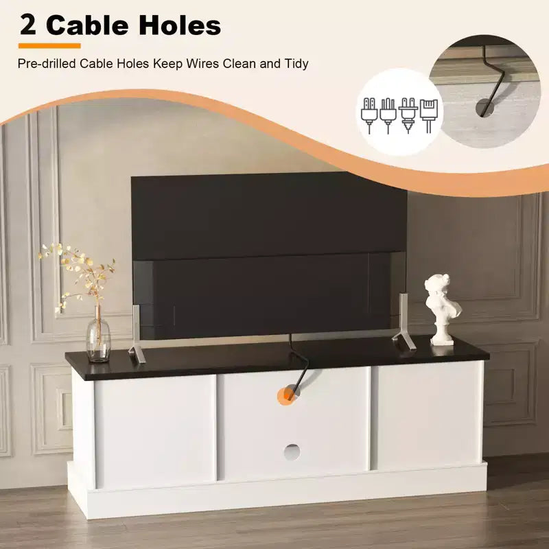 Rustic Farmhouse TV Stand for 65-Inch TVs, Entertainment Center with Storage Cabinets, Modern Media Console Table for Living Room or Office