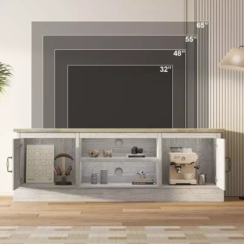 Rustic Farmhouse TV Stand for 65-Inch TVs, Entertainment Center with Storage Cabinets, Modern Media Console Table for Living Room or Office