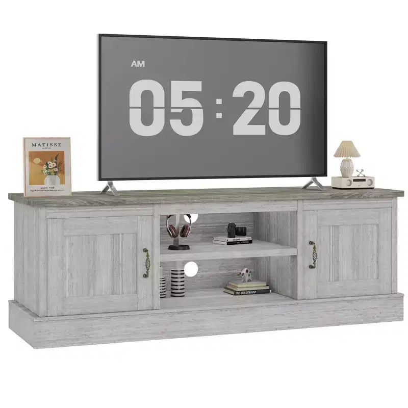 Rustic Farmhouse TV Stand for 65-Inch TVs, Entertainment Center with Storage Cabinets, Modern Media Console Table for Living Room or Office