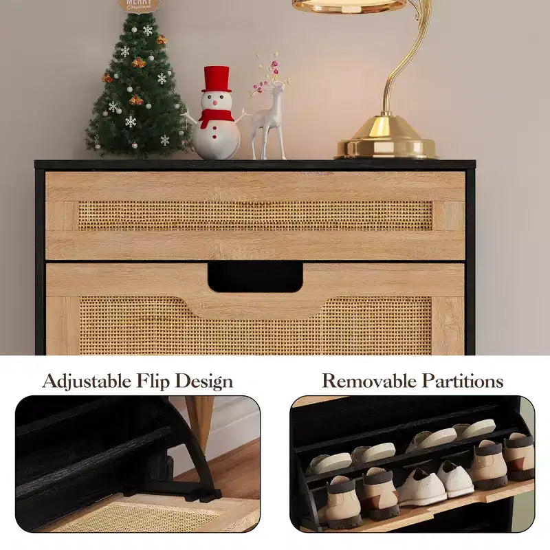 Shoe Storage with 3 Flip Doors,Shoe Cabinet with Adjustable Shelf,Shoe Organizer Cabinet for Entryway, Hallway, Living Room