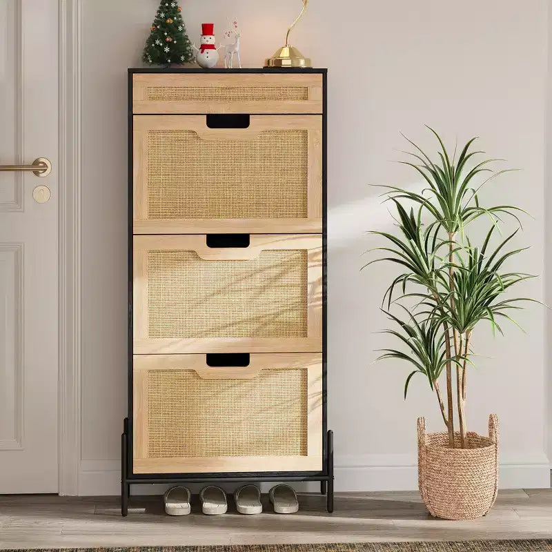 Shoe Storage with 3 Flip Doors,Shoe Cabinet with Adjustable Shelf,Shoe Organizer Cabinet for Entryway, Hallway, Living Room