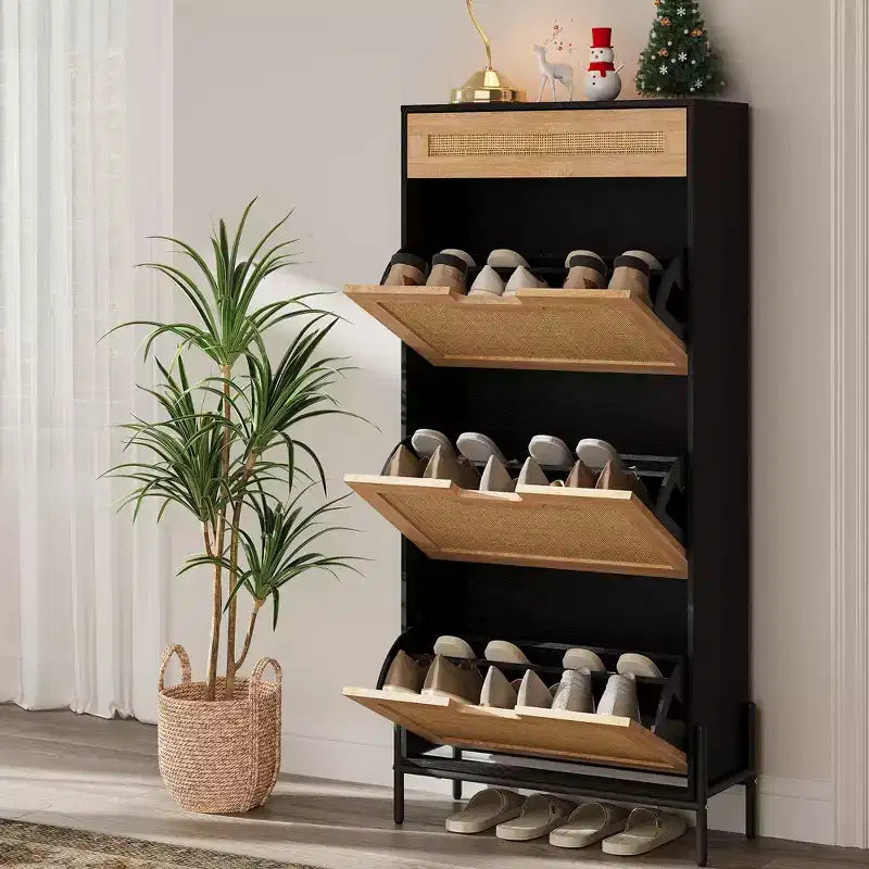 Shoe Storage with 3 Flip Doors,Shoe Cabinet with Adjustable Shelf,Shoe Organizer Cabinet for Entryway, Hallway, Living Room