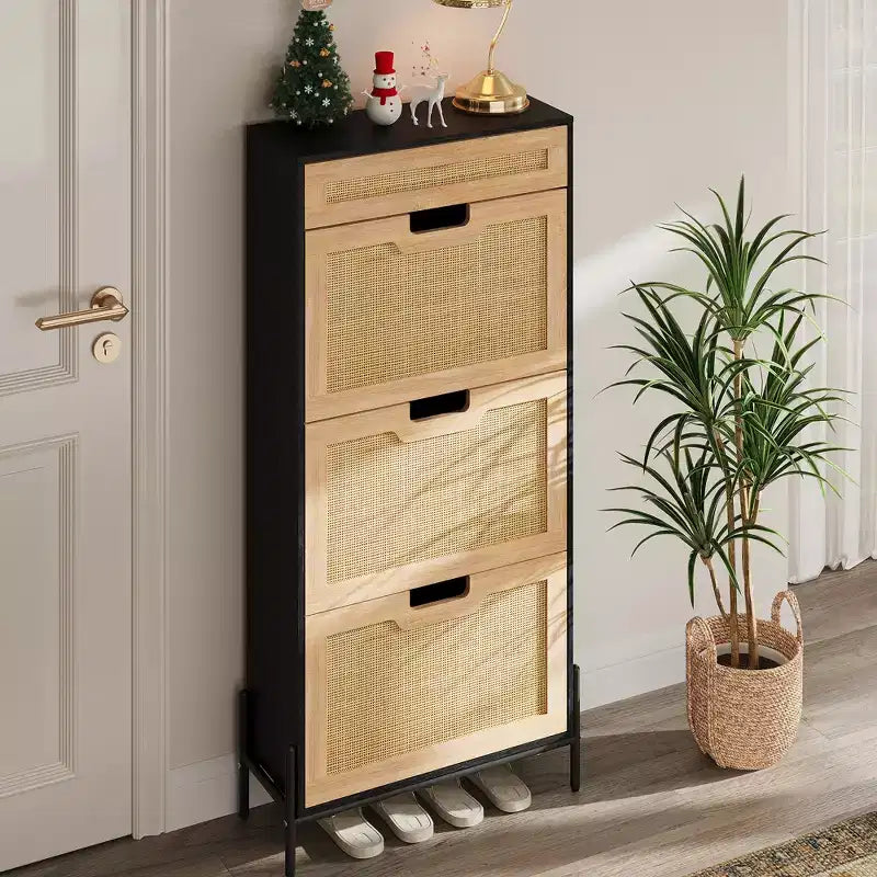 Shoe Storage with 3 Flip Doors,Shoe Cabinet with Adjustable Shelf,Shoe Organizer Cabinet for Entryway, Hallway, Living Room