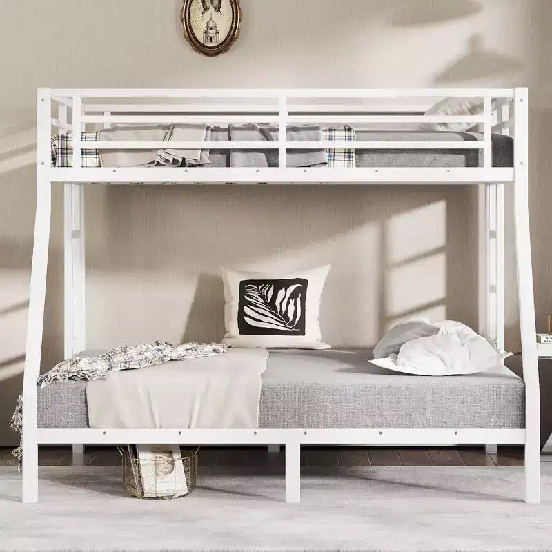 Bellemave Twin over Full Metal Bunk Bed for Teens & Adults, Space-Saving, Noise-Free, Under-Bed Storage, Safe Guardrails, Easy Assembly