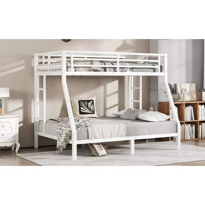 Bellemave Twin over Full Metal Bunk Bed for Teens & Adults, Space-Saving, Noise-Free, Under-Bed Storage, Safe Guardrails, Easy Assembly