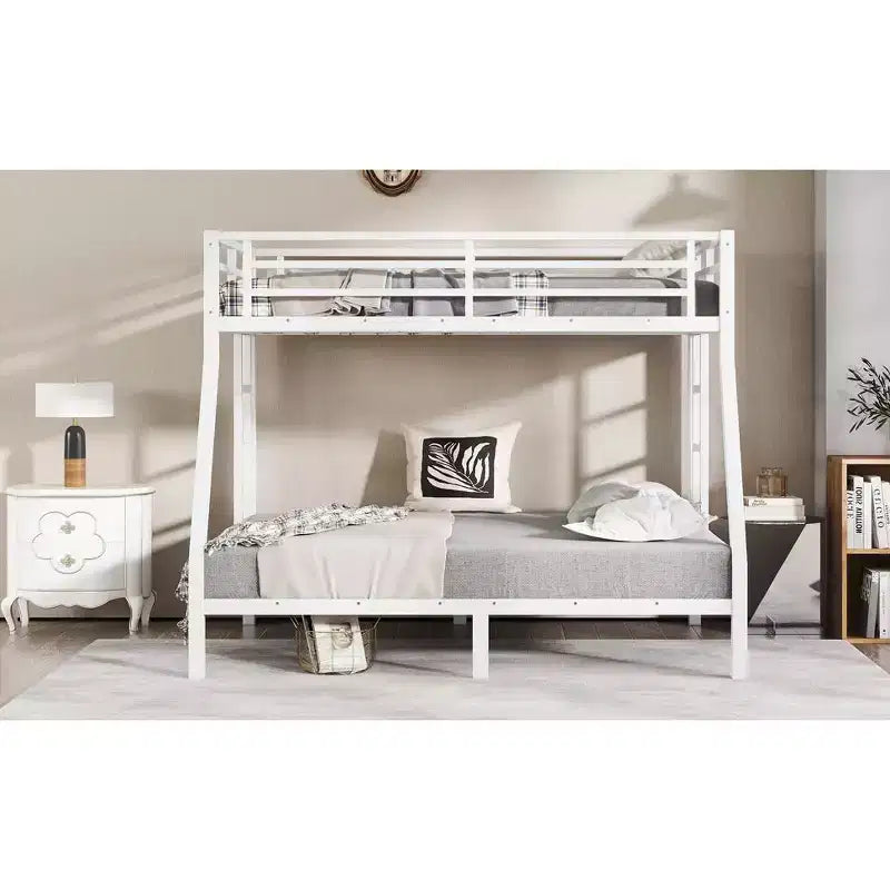 Bellemave Twin over Full Metal Bunk Bed for Teens & Adults, Space-Saving, Noise-Free, Under-Bed Storage, Safe Guardrails, Easy Assembly