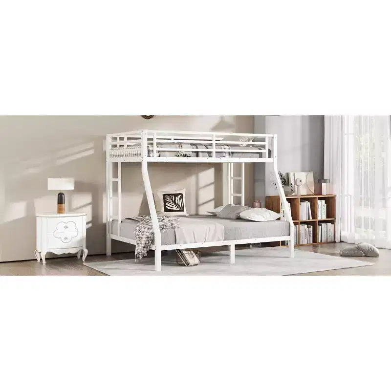 Bellemave Twin over Full Metal Bunk Bed for Teens & Adults, Space-Saving, Noise-Free, Under-Bed Storage, Safe Guardrails, Easy Assembly