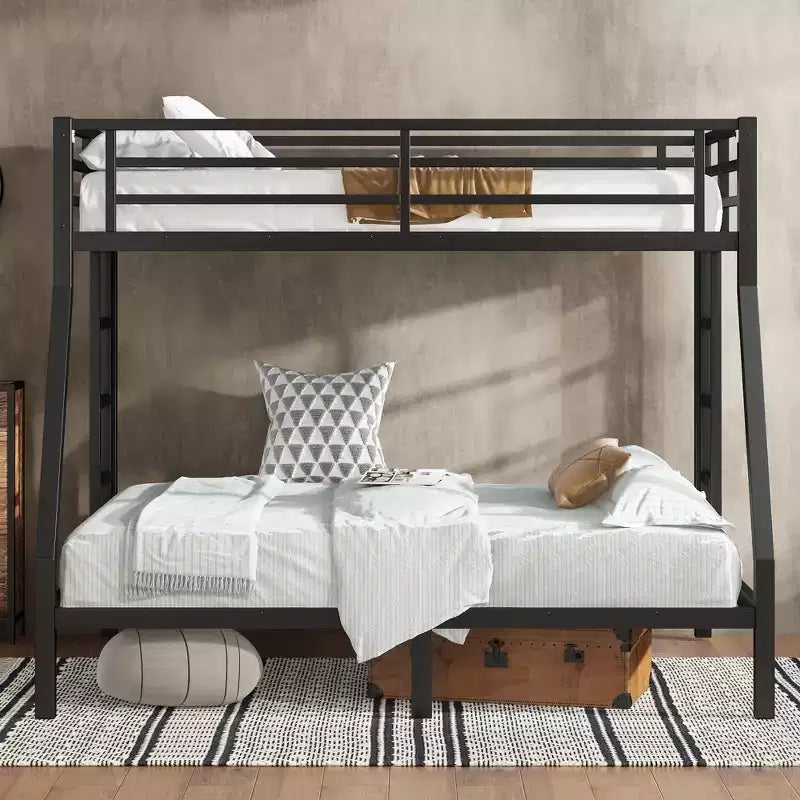 Bellemave Twin over Full Metal Bunk Bed for Teens & Adults, Space-Saving, Noise-Free, Under-Bed Storage, Safe Guardrails, Easy Assembly