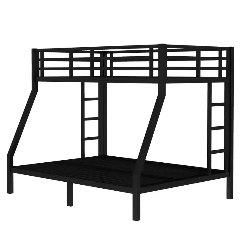 Bellemave Twin over Full Metal Bunk Bed for Teens & Adults, Space-Saving, Noise-Free, Under-Bed Storage, Safe Guardrails, Easy Assembly