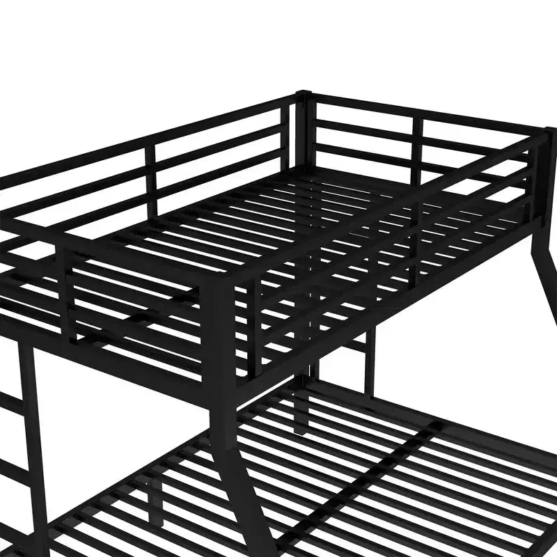 Bellemave Twin over Full Metal Bunk Bed for Teens & Adults, Space-Saving, Noise-Free, Under-Bed Storage, Safe Guardrails, Easy Assembly