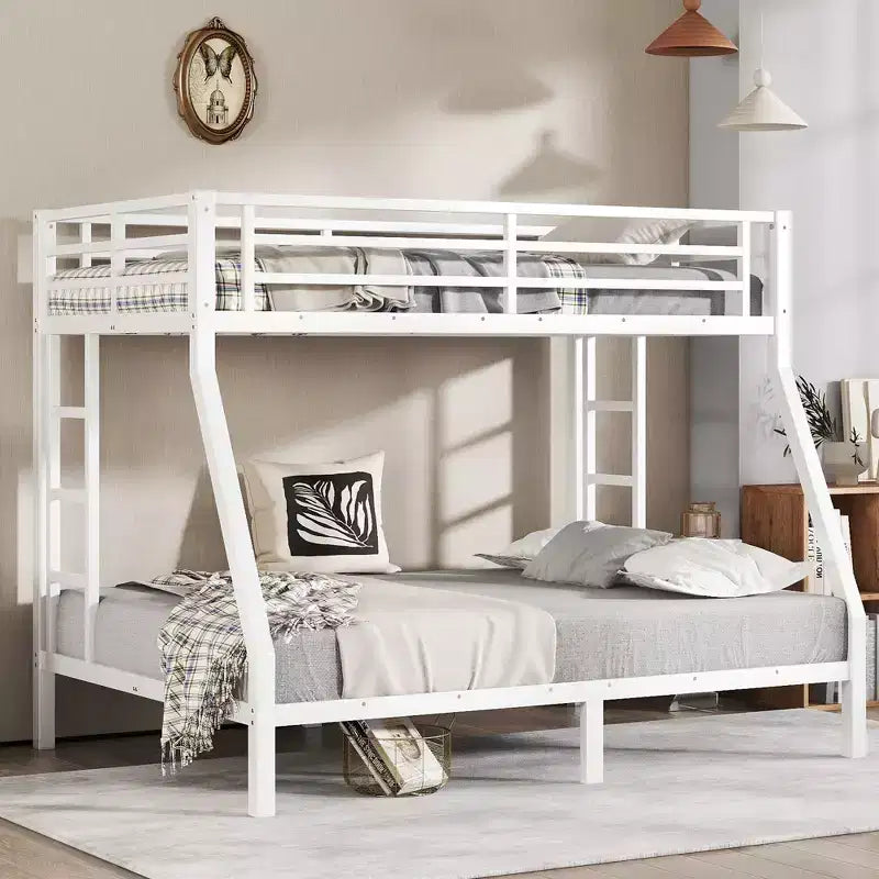 Bellemave Twin over Full Metal Bunk Bed for Teens & Adults, Space-Saving, Noise-Free, Under-Bed Storage, Safe Guardrails, Easy Assembly