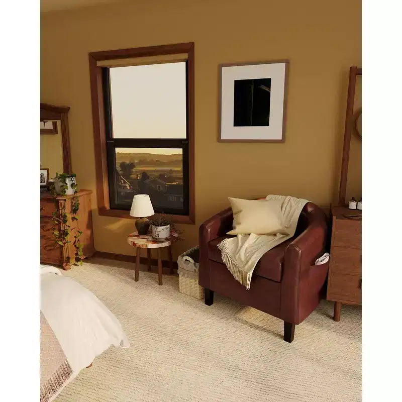 GustoWave Faux Leather Accent Barrel Chair with Soft Seat, U-Shaped Backrest Armchair for Living Room, Bedroom or Office