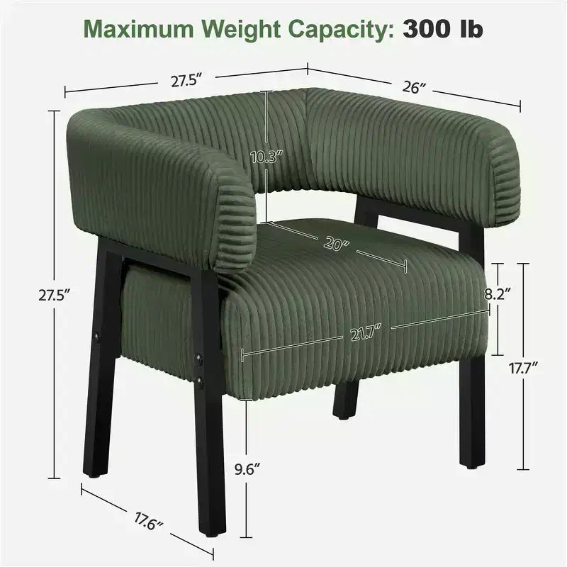 Yaheetech Set of 2 Corduroy Barrel Accent Chairs with Solid Wood Legs, Pocket Coiled Seat for Living Room, Bedroom