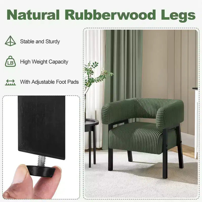 Yaheetech Set of 2 Corduroy Barrel Accent Chairs with Solid Wood Legs, Pocket Coiled Seat for Living Room, Bedroom