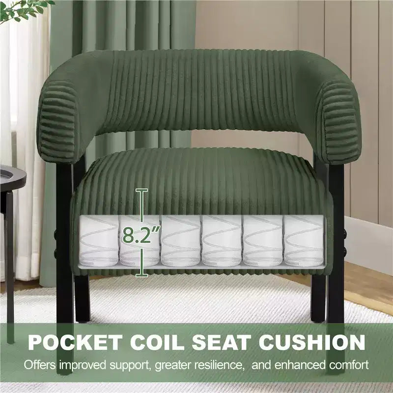 Yaheetech Set of 2 Corduroy Barrel Accent Chairs with Solid Wood Legs, Pocket Coiled Seat for Living Room, Bedroom