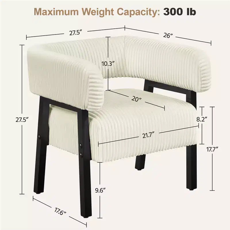 Yaheetech Set of 2 Corduroy Barrel Accent Chairs with Solid Wood Legs, Pocket Coiled Seat for Living Room, Bedroom