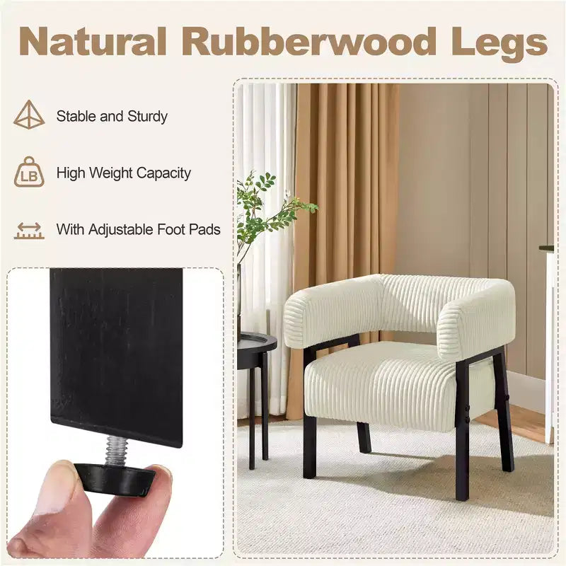Yaheetech Set of 2 Corduroy Barrel Accent Chairs with Solid Wood Legs, Pocket Coiled Seat for Living Room, Bedroom