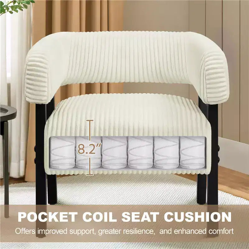 Yaheetech Set of 2 Corduroy Barrel Accent Chairs with Solid Wood Legs, Pocket Coiled Seat for Living Room, Bedroom
