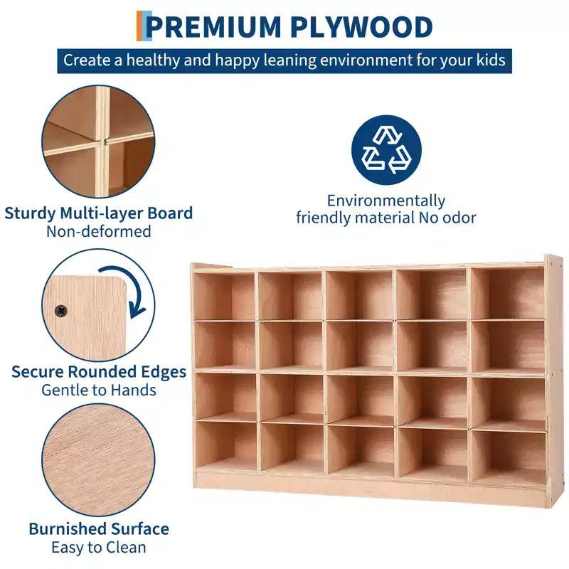 COZONY 47 Mobile Tray Storage Cabinet with 4 Castors, Storage Organizer Cubes with 2 Boxes, Bookshelf for Home, School & Kindergarten