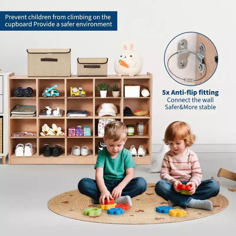 COZONY 47 Mobile Tray Storage Cabinet with 4 Castors, Storage Organizer Cubes with 2 Boxes, Bookshelf for Home, School & Kindergarten