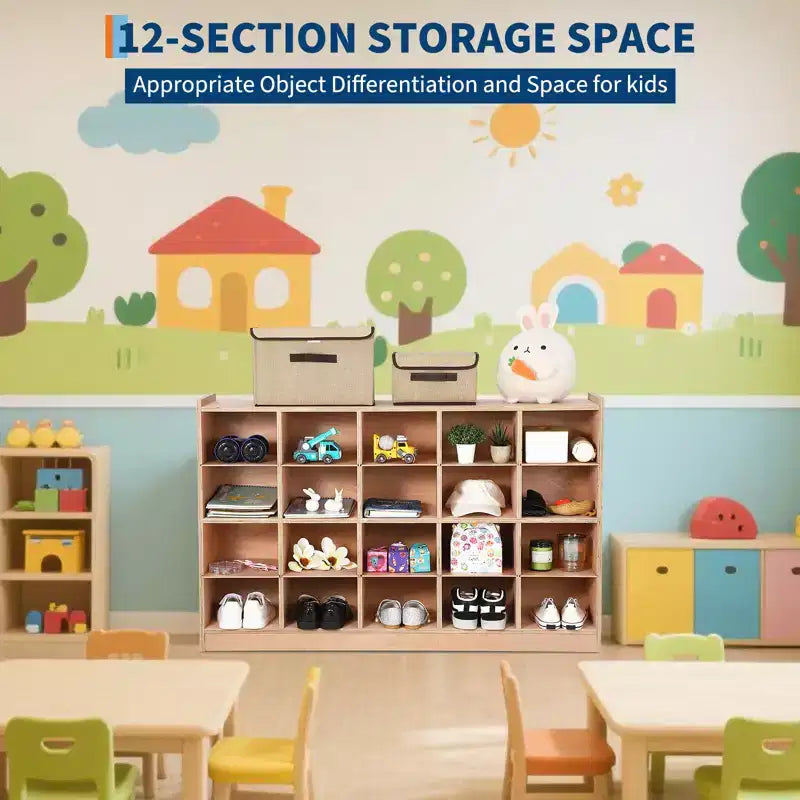 COZONY 47 Mobile Tray Storage Cabinet with 4 Castors, Storage Organizer Cubes with 2 Boxes, Bookshelf for Home, School & Kindergarten